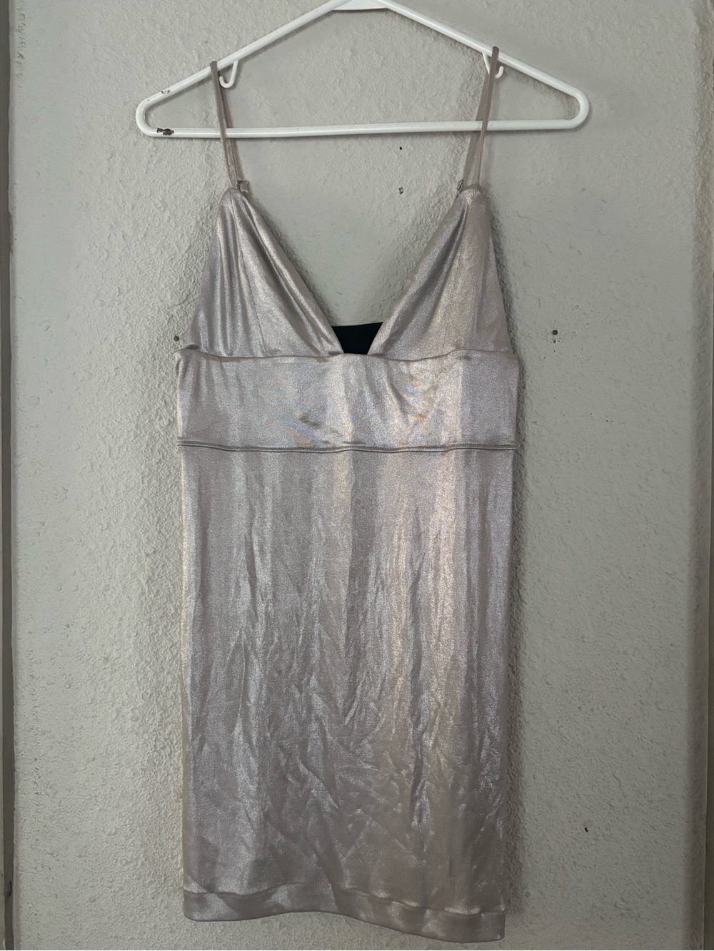 Intimately by Free People Shimmer Satin Slip Dress - Silverish Size Small